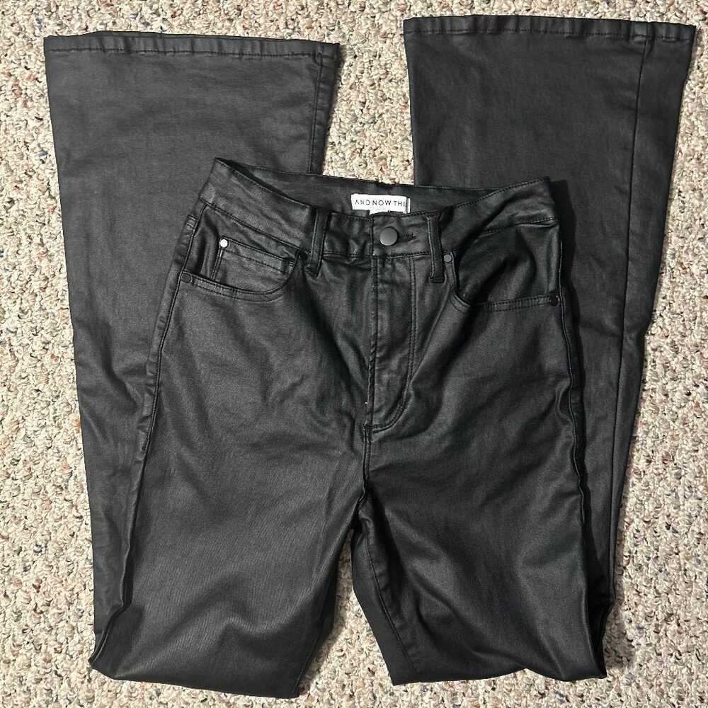 and now this Black flared faux leather pants Size 28